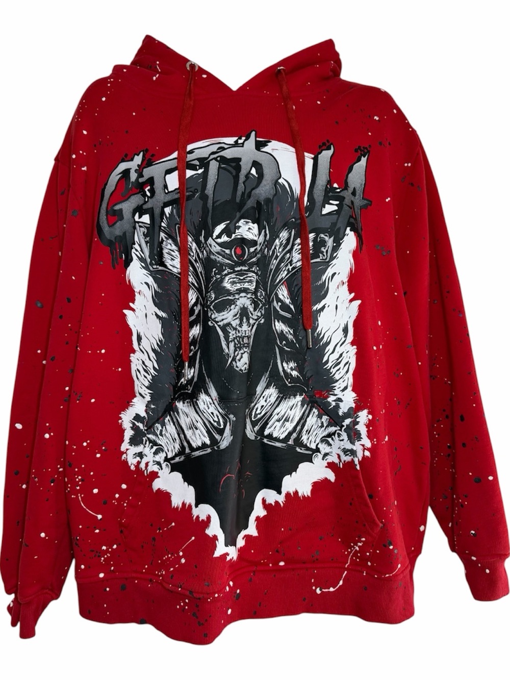 GFTD Los Angeles Red Samurai Skull Paint Splatter Hoodie Men’s 3XL